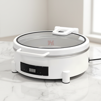 Chauffe-Plat Électrique Rond Blanc LIYUNDA en Acier Inoxydable 304 pour Buffet, Plat de Présentation pour Restaurant Moderne