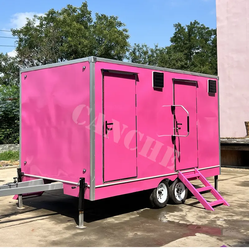 Vip Portable Bathroom Washroom Unit Construction Site One Piece Shower And Toilet Trailer