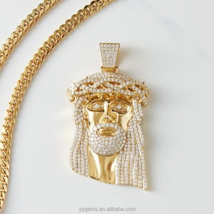 Vente flash, pendentif Jésus en argent 925 plaqué or jaune, diamants Moissanite GRA, pendentif personnalisé, statue de Jésus, pendentifs de prière, bijoux - Product Image 4