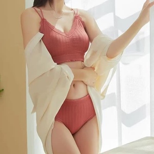 Conjunto de Lencería de Dos Piezas con Sujetador con Relleno, Sin Aros, de Encaje Transpirable, para Mujer - Product Image 3