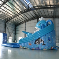 Tobogán Acuático Inflable Comercial con Piscina de Chapoteo, Tobogán Inflable para Parque Acuático para Niños, Alquiler para Eventos al Aire Libre