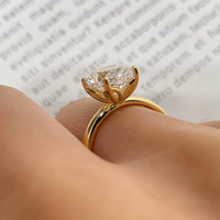 Bague solitaire en diamant de laboratoire taille ovale en or massif 18 carats pour femme, idéale pour fiançailles, mariage et anniversaire - Vente en gros