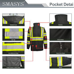 टिकाऊ ऑक्फोर्ड हाय काम के साथ काले बरसात के मौसम में बारिश के मौसम में सुरक्षा वयस्क वाटरप्रूफ विंडप्रूफ विंडकोट जैकेट जैकेट और पैंट सेट के साथ - Product Image 3