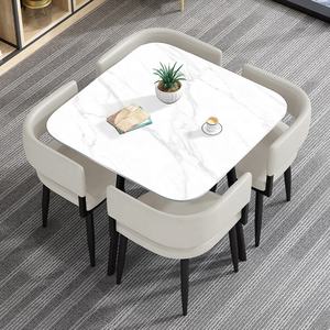 Juego de Comedor GEDO Estilo Nórdico Personalizado con Mesa Cuadrada de Losa de Piedra Sinterizada que Ahorra Espacio y 4 Sillas - Product Image 2