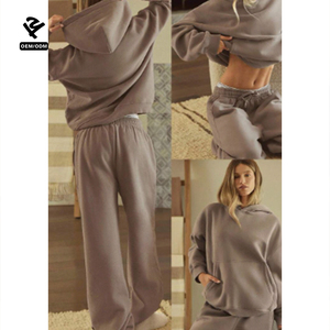 F5782 Tùy Chỉnh Hai Mảnh Thiết Lập Phụ Nữ Quần Áo Mồ Hôi Đặt Sweatsuit Phù Hợp Với Trang Phục Zip up Hoodie Chạy Bộ Thiết Lập Athleisure Loungewear - Product Image 2