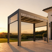 Pergola motorisée en aluminium pour extérieur avec éclairage LED, auvent latéral pour villa privée, cour arrière