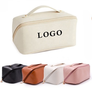 Bolsa de Maquillaje de Cuero PU Personalizada, Bolsa de Aseo con Cierre de Cremallera y Lona - Product Image 1