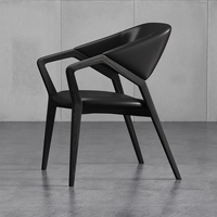 Chaise de salle à manger nordique en bois massif, ergonomique, avec revêtement en similicuir, accoudoirs et dossier, pour la maison, le bureau, le salon, la salle de conférence