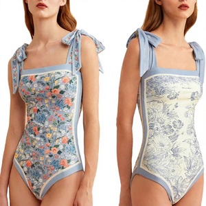 Traje de Baño de Una Pieza con Cuello Cuadrado, Bordado con Cuentas, Estilo Bodycon de Cintura Alta, Transpirable, para Playa, Última Moda en Oferta - Product Image 3