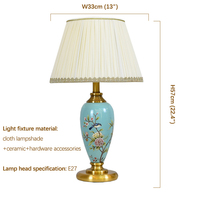 Fleur et oiseau américain Lampe de table en céramique Créativité Salon Chambre à coucher Étude Hôtel ingénierie Lampe de bureau