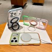 Coque de téléphone magnétique à dégradé avec support transparent et protection caméra C0288 pour iPhone 17 Air 16 15 14 13 12 11 18 Pro Max
