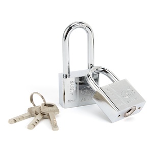 Durable Anti-Theft Waterproof Square Iron Padlock Security <strong>Lock</strong> 40mm/50mm/70mm Chrome Plating Long Shackle Vane Key for Door Use - Product Image 4
