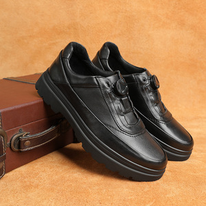 Mocassins en cuir à bout rond, semelle en caoutchouc, semelle intermédiaire en EVA, antidérapants, style britannique, chaussures pour hommes d'hiver - Product Image 4