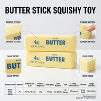 Jouet Squishy réaliste en forme de beurre, en mousse PU de silicone à remontée lente, à presser, saveur fraise salée, sensoriel anti-stress, mini pour le bureau