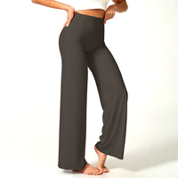 Damen Slimming Yoga-Hose mit mittelhohem, elastischem Bund, geradem, weitem Bein, Bauchkontrolle, Farbblockmuster, volle Länge, Herbst