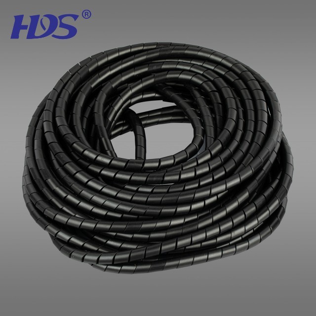 HDS OEM/ODM Black/clear Color PE Spiral Wrapping Band Spiral Type Wire Wrap Tube SWB-10 10m/roll