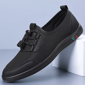 Chaussures de marche en mesh pour hommes, bout rond, à enfiler, respirantes, semelle plate en caoutchouc, chaussures décontractées, style printemps-été - Product Image 4