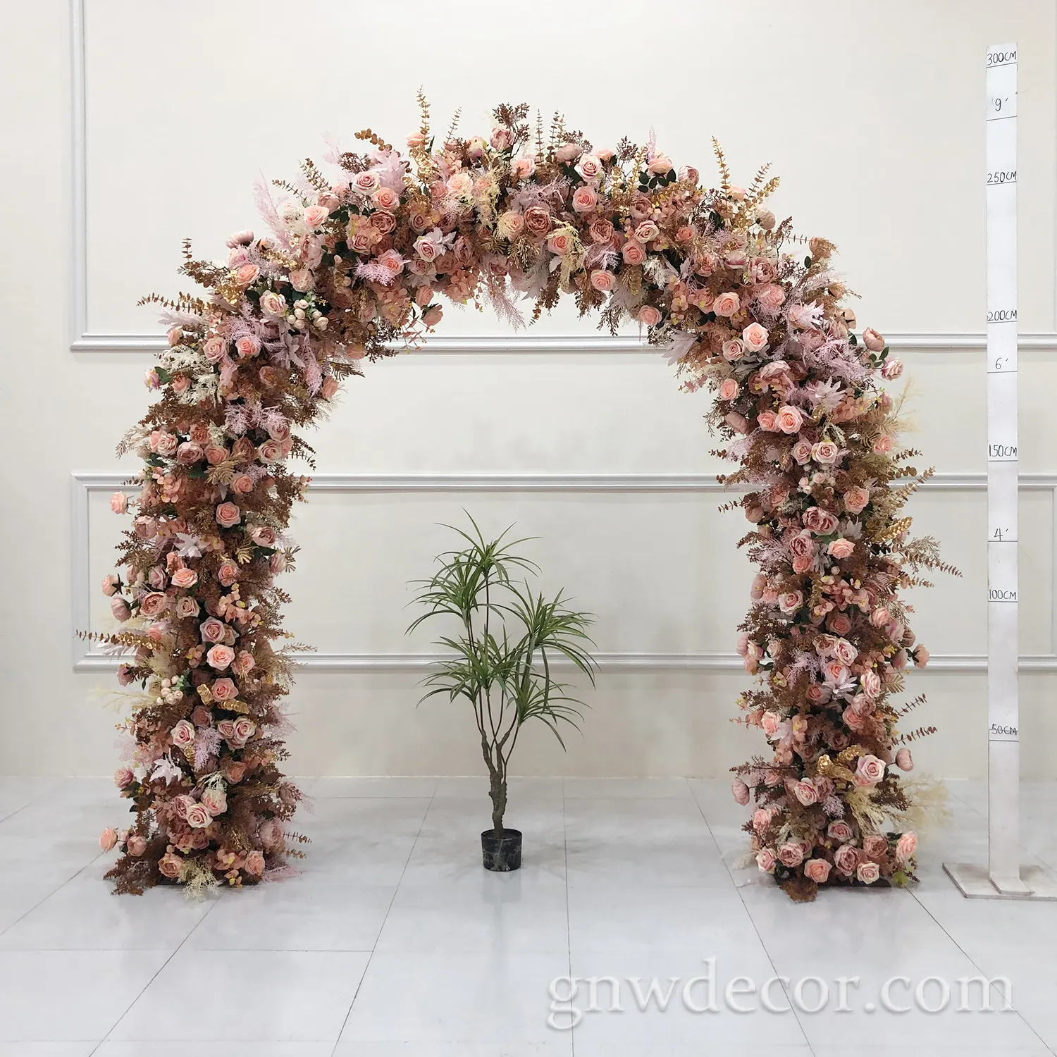 Wedding Decoration pink gold Floral Arrangement Supplies Artificial Rose Hydrangea Flower Stage Events Arch