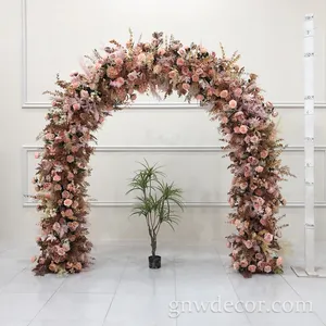शादी की सजावट गुलाबी गोल्ड पुष्प व्यवस्था आपूर्ति कृत्रिम गुलाब हाइड्रेंजिया फूल मंच घटनाओं कट्टर