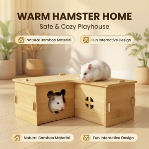 Escondite para Hámsteres en Forma de 7 de Bambú Ou Shumei, Nido de Una Sola Capa Transpirable y Resistente a Mordeduras para Hámsteres Dorados - Product Image 5