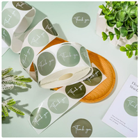 Autocollants personnalisés verts de remerciement 500/rouleau – Décalcomanies en vinyle imperméables avec pelliculage brillant pour bouteilles de soins de la peau, boîtes cadeaux, fleurs