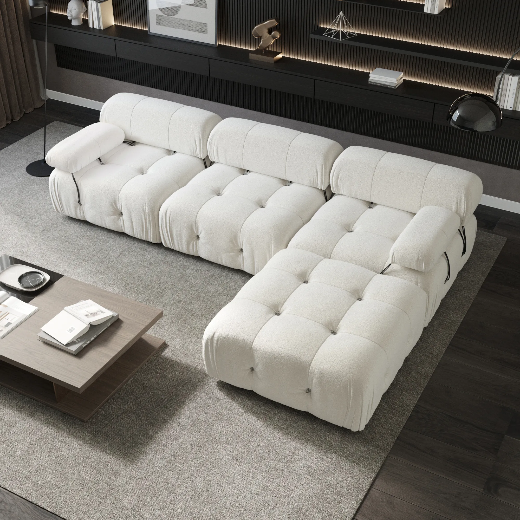 Sofá modular moderno personalizado, sofá de canto moderno com design moderno para sala de estar e poltrona