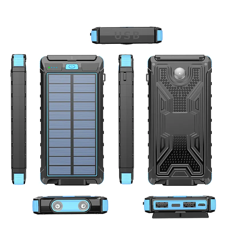 2024 10W Input pengisian portabel Mini Panel surya Mobile Solar Power Bank Dual USB Power Bank 10000mAh tahan air dengan lampu LED