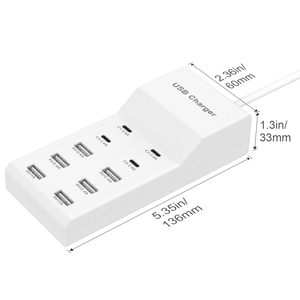 Stazione di Ricarica Portatile 50W con 10 Porte, 6 USB e 4 Type-C, Hub di Ricarica <span class=keywords><strong>per</strong></span> <span class=keywords><strong>iPhone</strong></span>, Tablet, <span class=keywords><strong>Presa</strong></span> Multi-Dispositivo <span class=keywords><strong>per</strong></span> Lettori MP4 - Product Image 2