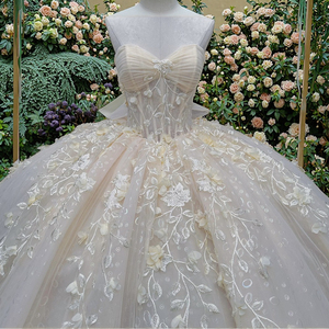 חם שנהב לבן quinceanera שמלת bohemian רקומים וסטיבול שמלת כדור שמלה לבנות כדורי תחרה בנות אפליק קשת - Product Image 4