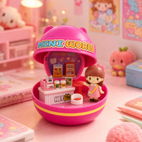 Mini figurine surprise en plastique, 6 styles à collectionner, ensembles sur le thème de la librairie, de la boulangerie et du salon de thé, pour le plaisir des enfants
