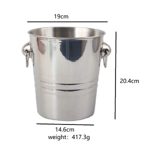 Cubo de champán profesional de acero inoxidable al por mayor - Cubo enfriador de hielo metálico portátil - Product Image 6