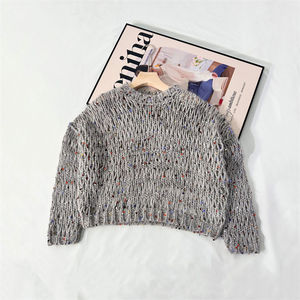 2024 printemps <span class=keywords><strong>fait</strong></span> à la <span class=keywords><strong>main</strong></span> gris mode sweats à capuche <span class=keywords><strong>pull</strong></span> avec Paillette tricot gris <span class=keywords><strong>pull</strong></span> pour les femmes - Product Image 3