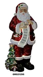 Père Noël tenant une liste de cadeaux avec 11 lumières et 8 bandes lumineuses - Product Image 2