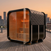 Sauna à vapeur traditionnel en forme de cube pour l'extérieur, pour 4 à 6 personnes, avec poêle chauffante en cèdre rouge et bois massif de pruche, écologique, vapeur sèche