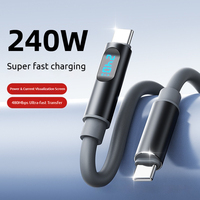 Kabel Data Digital Silikon 240W Tipe-C Transfer Data Kecepatan Tinggi untuk Hard Drive Eksternal dan Pengisian Daya PD Ponsel