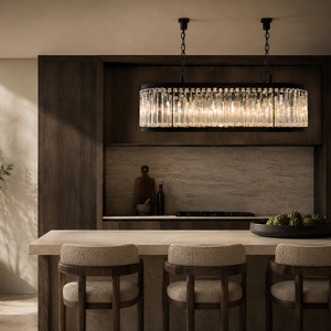 Lámpara Colgante de Cristal Lineal Ovalada Personalizable con Cadena de Suspensión Ajustable para Proyectos de Interiores de Villas - Product Image 4