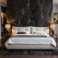 Lit Moderne Minimaliste Écologique en Bois Massif et Tissu, avec Fonction de Rangement, Taille Personnalisable, Garantie 3 Ans, Idéal pour Petits Appartements