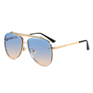 Lunettes de soleil pilote dégradées pour hommes, double pont, verres polarisés effet miroir, monture métallique pleine bordure, protection UV, tendance - Product Image 2