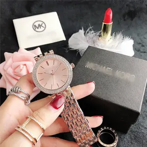 도매 최신 럭셔리 브랜드 마이클 패션 빛나는 크리스탈 다이아몬드 여성 숙녀 석영 시계