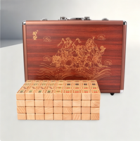 Écrin de présentation de tuiles de mahjong en bois de hêtre massif, raffiné et minimaliste, sculpté à la main, style Art Déco, accessoire de jeu de luxe