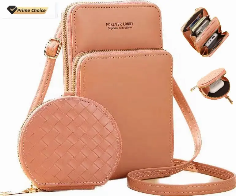 Cheap small shoulder crossbody bag set waterproof leather phone bag for women cash card holder crossbody shoulder wallet bag