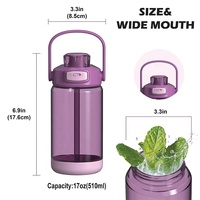 Nouveau design 17 oz étanche sans BPA Fitness bouteille d'eau en plastique portable pour la salle de sport et l'extérieur avec paille