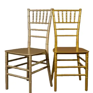 SUNZO Furniture Chiavari Chairs PP Gold Plastic Chair Crystal Clear Chair