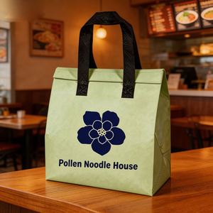 Sac isotherme personnalisé avec logo imprimé, sac de transport non tissé pour restaurant, barbecue, nourriture chaude, café, lait, thé, avec un design élégant - Product Image 1