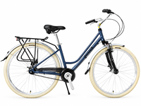 Vélo de ville en alliage d'aluminium 700C, 7 vitesses Shimano, vélo hybride avec fourche à suspension, moyeu avant Dynamo, éclairage LED