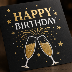 Ensemble de cartes d'anniversaire au design original ZS-PC0344, noir, or, champagne, cartes de vœux de luxe avec enveloppe - Product Image 4