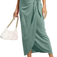 Jupe Maxi taille haute pour femmes robe moulante en soie décontractée avec décoration imprimée Slim BoHo Wrap crayon jupe longue taille XS ~ XXL