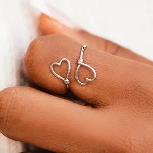 Anelli di fidanzamento vintage con cuore <span class=keywords><strong>mignolo</strong></span> impilabile per donna anelli a cuore in <span class=keywords><strong>argento</strong></span> sterling 18 carati gioielli <span class=keywords><strong>da</strong></span> donna - Product Image 1