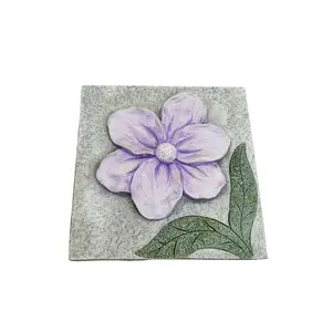 Outdoor Wall Art Hanging for Garden Flower Embossed Square Decorative Wall Hanging Art and Craft custom acceptable gifts and crafts