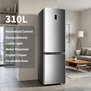 310L Double Door Fridge Freezer Home Use OEM ODM Factory Direct Sale No Frost Bottom-Freezer <b>Refrigerator</b> 310L Large Capacity Do - Product Image 1